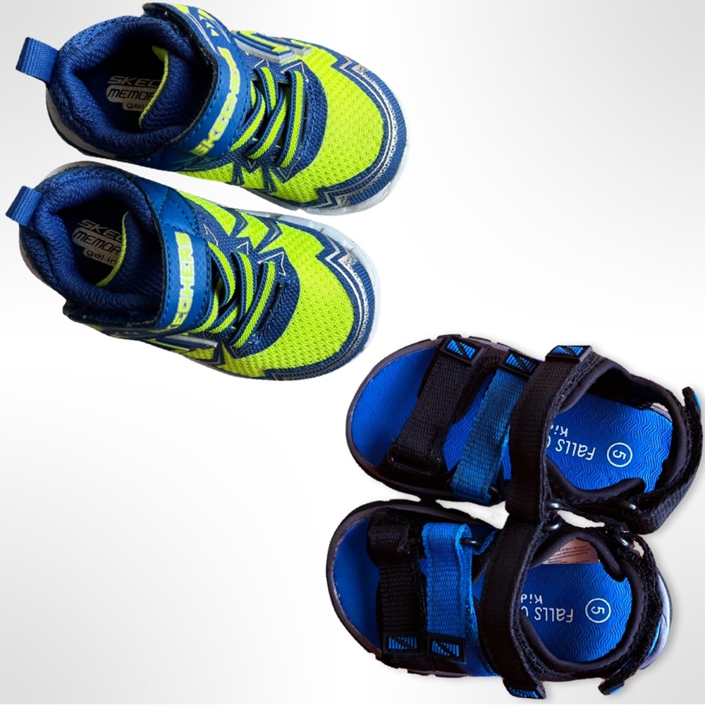 Skechers Nitrate-Ion Blast Sneaker & Falls Creek Kids Sandals Size 5 Bundle